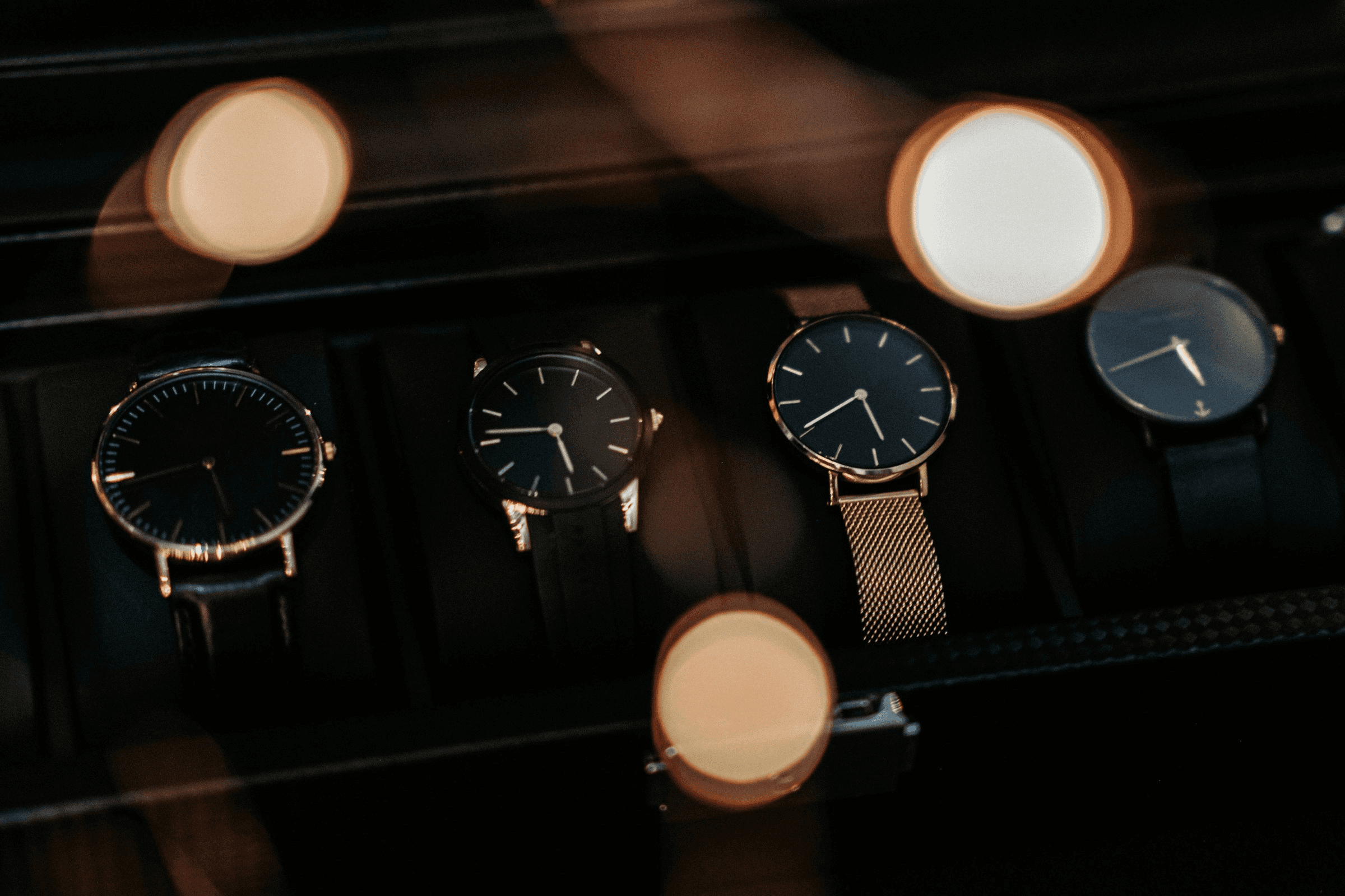 A watch drawered open with watches inside
