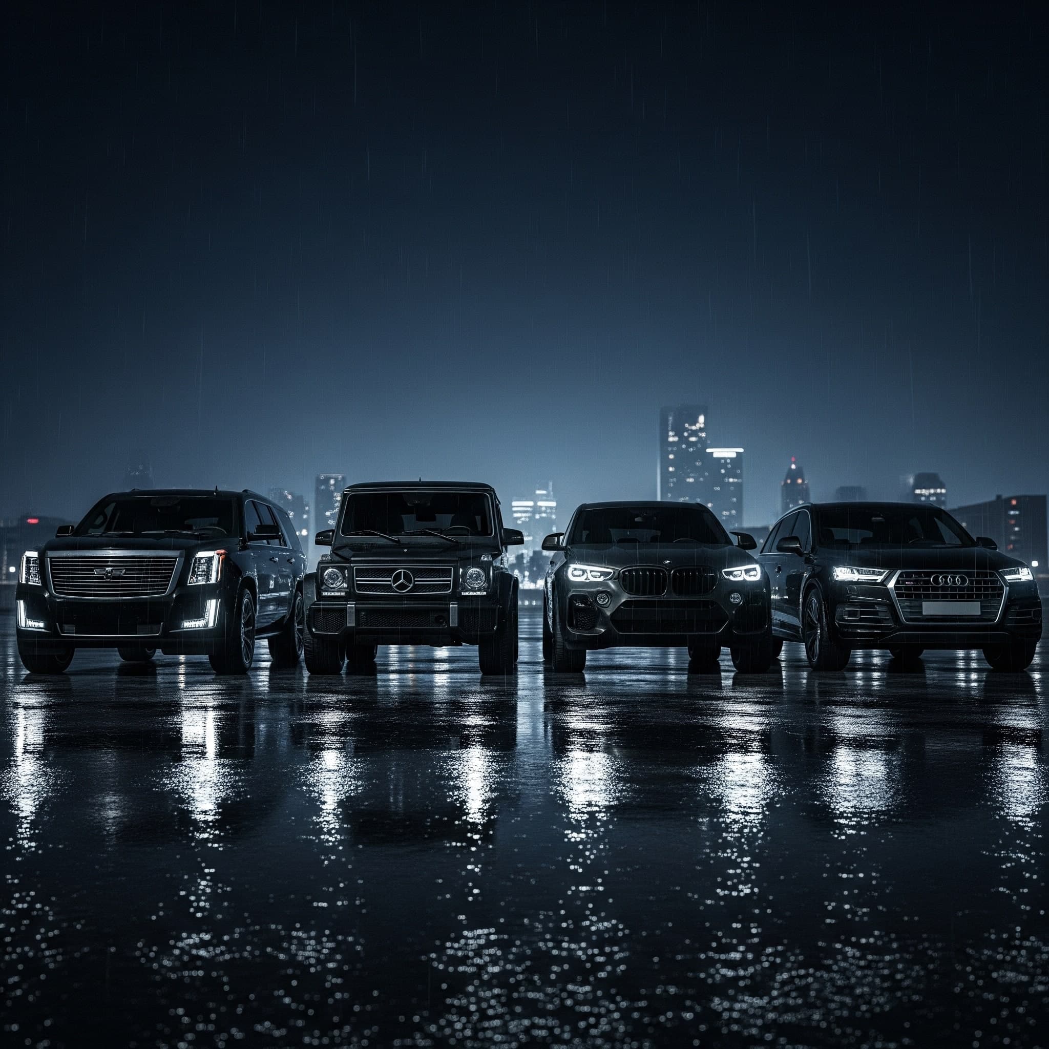 Man standing in front of a group of cars