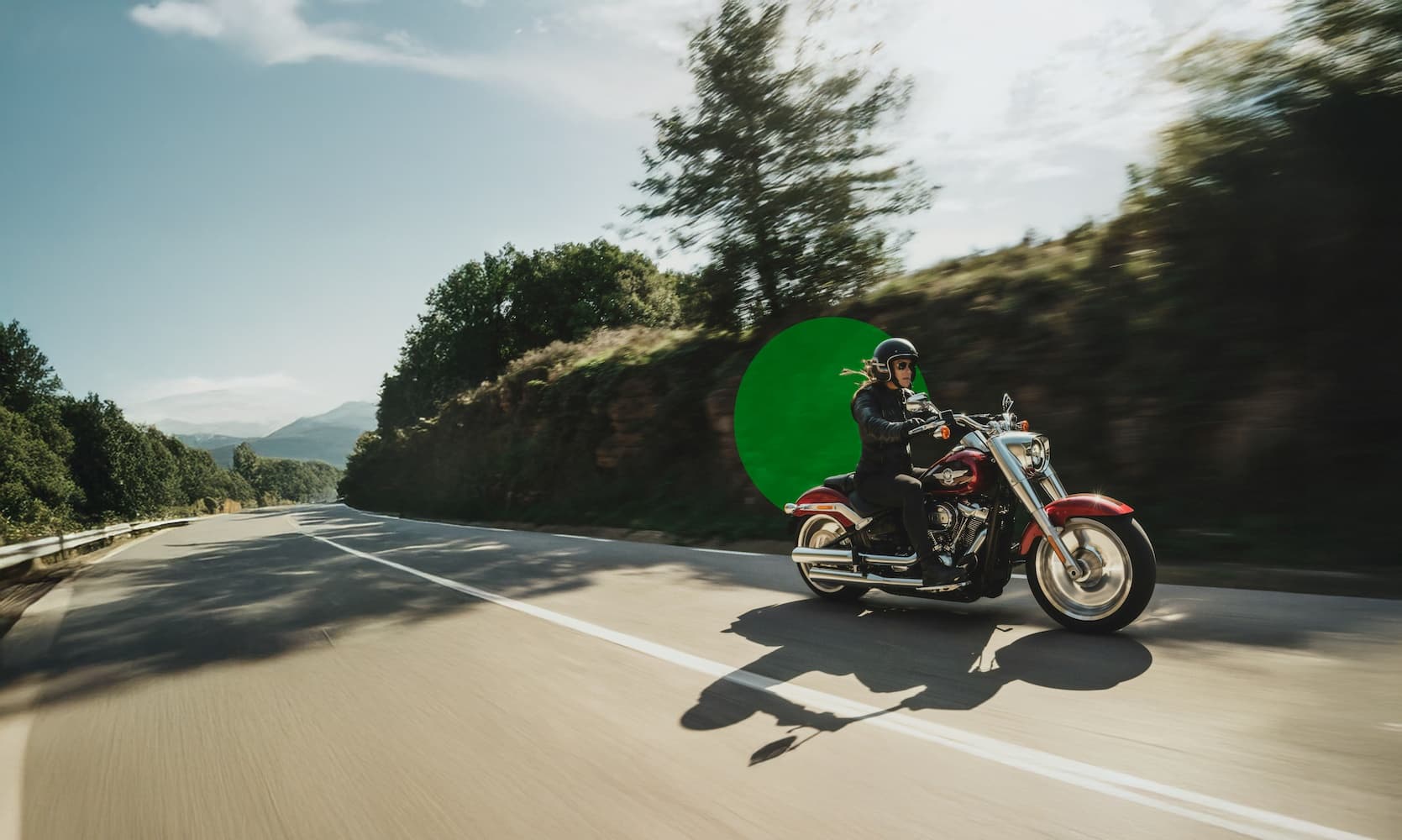 Motorcycle on winding mountain road