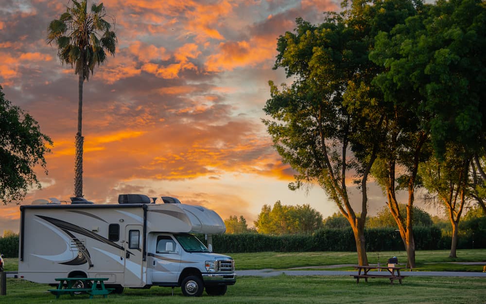 Modern camper van parked