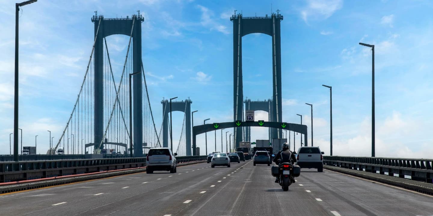 Motorcycle rider traveling through Delaware