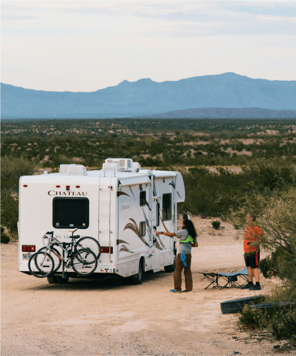 RV roof in desert sun